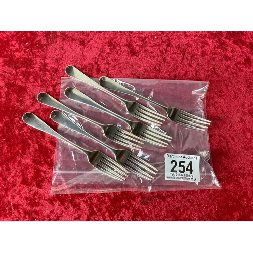 254 - Set of six silver forks, London 1808-9, 300g