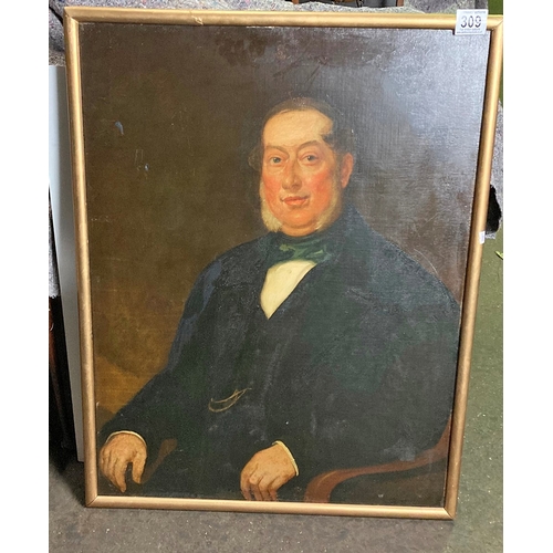 309 - Unsigned oil painting of a noble man - frame approx 96cm x 74cm