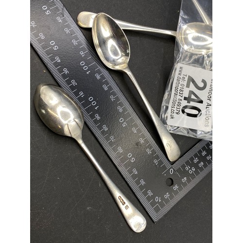 240 - Set of five monogrammed silver teaspoons, 1927-28, 100g