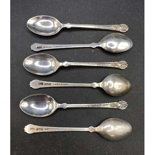 244 - Set of six Art Deco style silver condiment spoons, Birmingham 1947-8, 44g