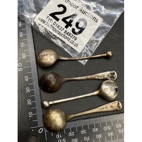 249 - Four silver salt spoons, 24g