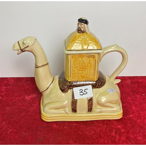 96 - Tony Wood Studio vintage hand decorated Camel Teapot