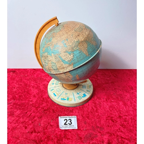 23 - Small vintage tin globe