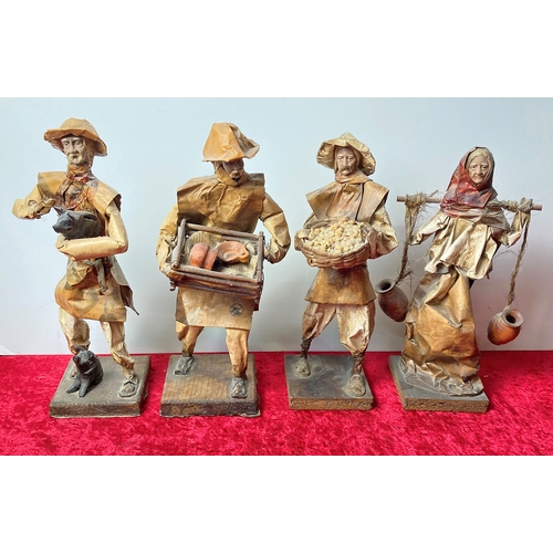 24 - 4x Wood and paper figurines