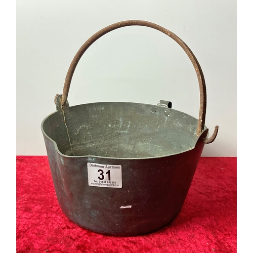 31 - Small iron cooking pot with handle