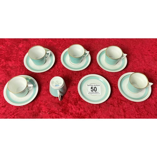 50 - 6x Royal Copenhagen ermelund light blue mocha cups and saucers