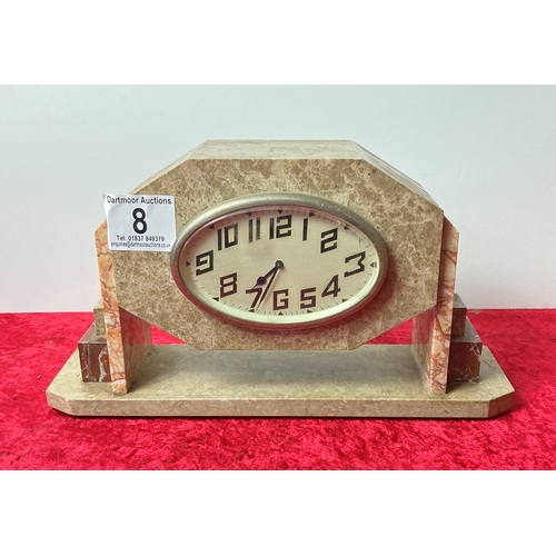 8 - Impressive art deco style Marble Mantle Clock made in France