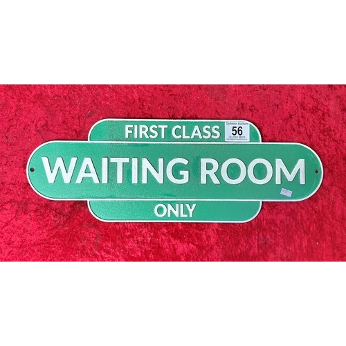 56 - Large First Class Waiting Room Cast Iron Sign approximately  59.5 cm x 21 cm