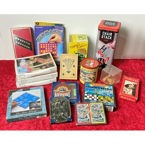 72 - Box of mainly vintage toys including magnetic snooker and a Womble jigsaw