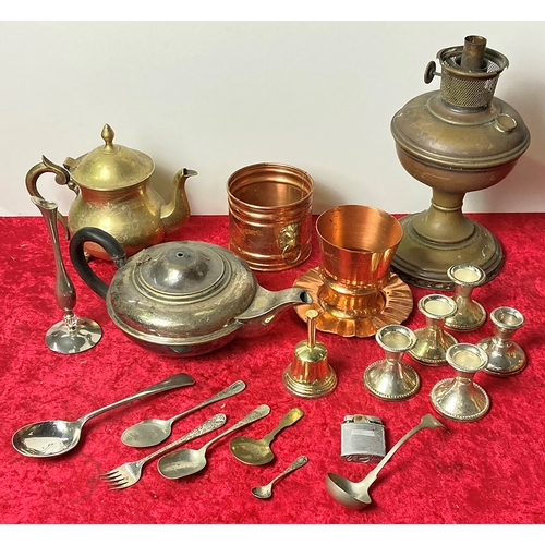76 - Box of mixed metalware including brass and copper