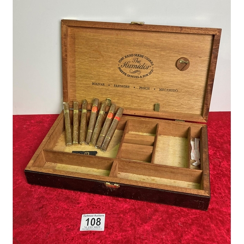 108 - Olympus Cigar Humidor with Corona and Henri Winterman cigars plus cigar cutter