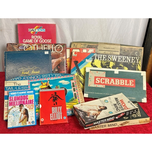 115 - Box of vintage board games including Kojak, The Sweeney and Mastermind