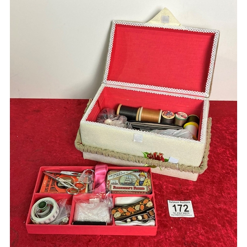 172 - A sewing box with contents