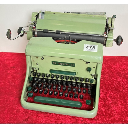 475 - Imperial 66 typewriter green colour with a dust cover.