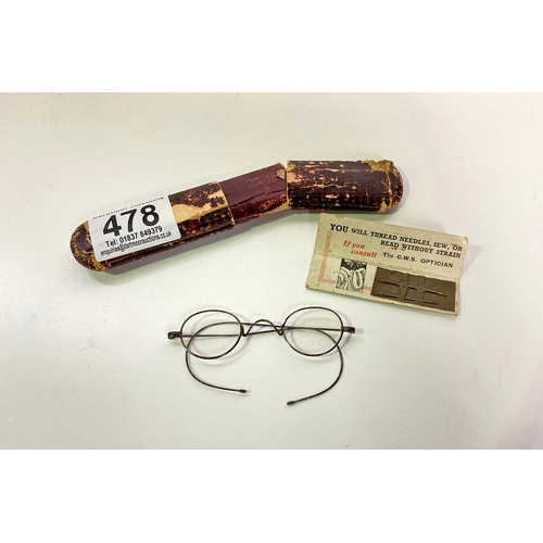 478 - Vintage spectacles in card case