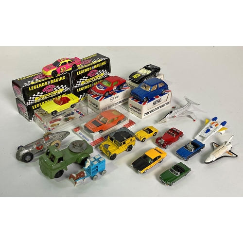 434 - A selection of vintage die cast cars including Legends of Racing, Corgi Best of British, Dinky Racin... 