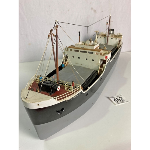 452 - A model container ship on stand approximately 27.5 inches long