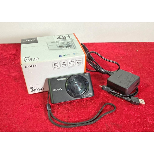 481 - Sony Cyber Shot SC W830 Digital Camera in original box and in working order