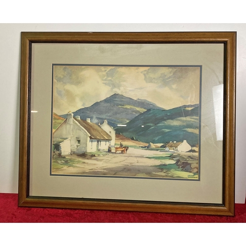 375 - Three framed and glazed watercolours of village scenes including one by Frank Sherwin and one by Kev... 