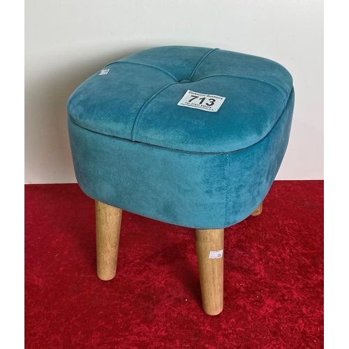 713 - Small turquoise upholstered stool