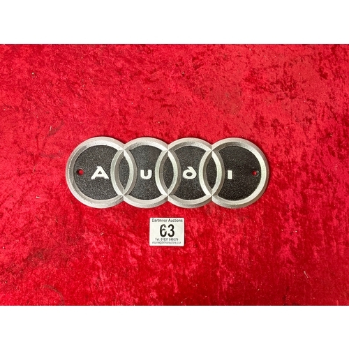63 - Cast Iron Audi Sign - 30 cm x 10 cm
