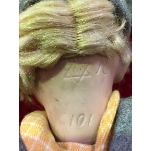 21 - Krammer & Reinhardt German bisque head doll with Jewish star, design number 100