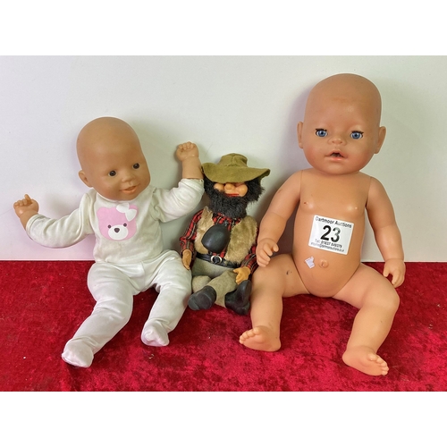 23 - Two Zapf Creations dolls and one other