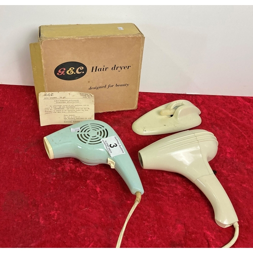 3 - Two vintage hairdryers
