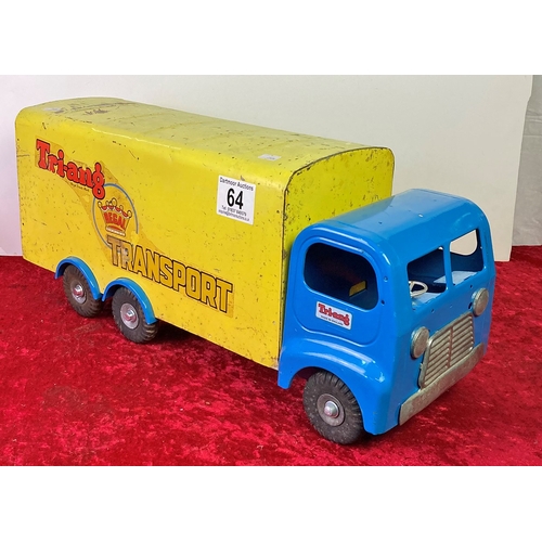 64 - Large tin Tri-Ang truck / lorry (one door missing from the back), approx 59cm long