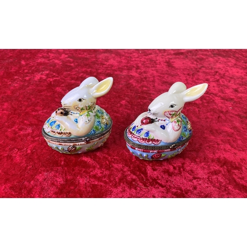 656 - Two beautifully decorated Villeroy & Bosch trinket box style rabbits - perfect for Easter gifts