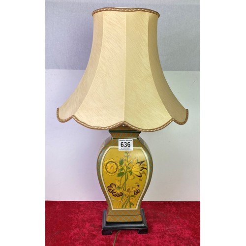 636 - Impressive large lamp with floral design, approx 77cm tall from base to top of shade