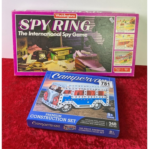 781 - Vintage Waddingtons Spy Ring board game along with a Campervan constructon set