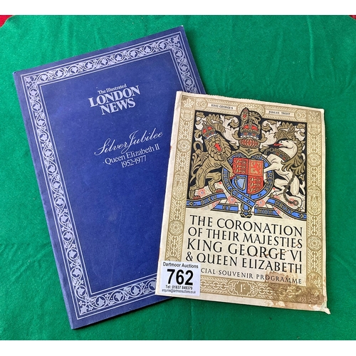 762 - Coronation of George VI souvenir programme along with a London Illustrated News booklet celebrating ... 