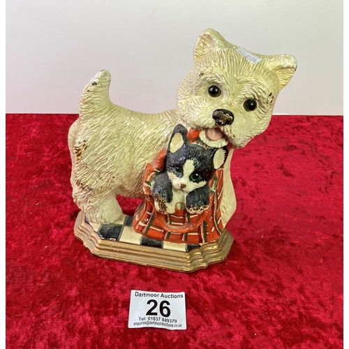 26 - Cast iron Scottie dog door stop, approx 23cm tall