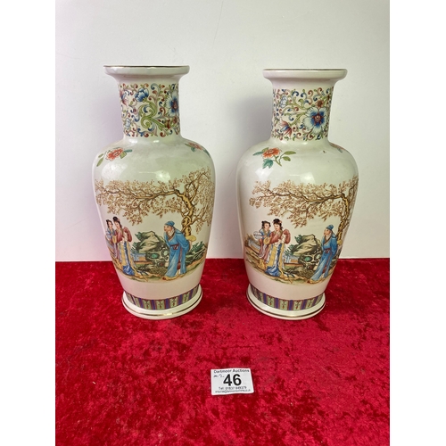 46 - Pair Japanese vases appox 37cm tall