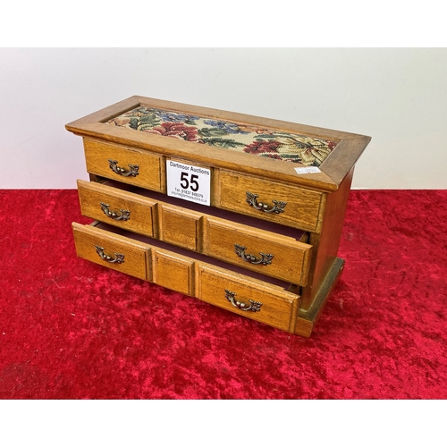 55 - Wooden jewellery box with tapestry detail