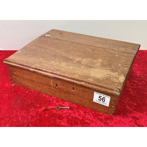 56 - Sloped wooden box with hinged lid