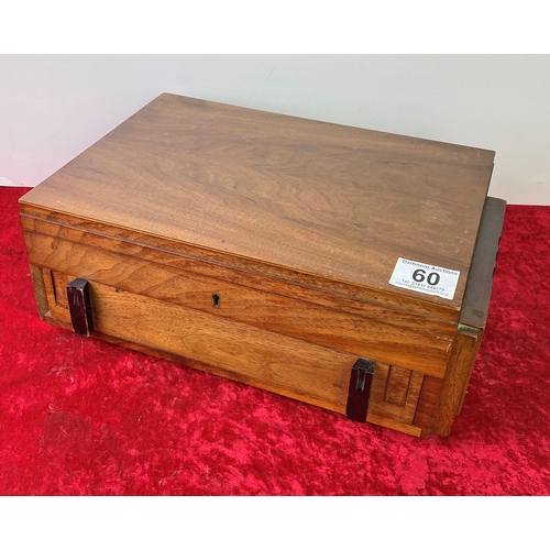 60 - Lined wooden cutley box with drawer