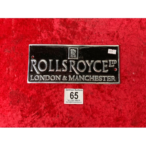 65 - Metal Rolls Royce sign 25cm across