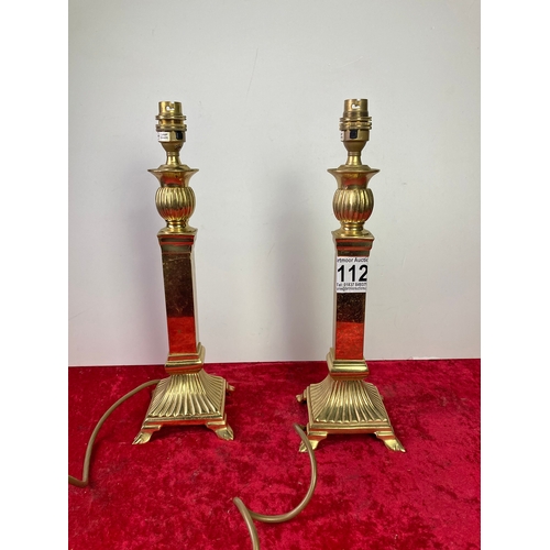 112 - Pair of brass electric lamps