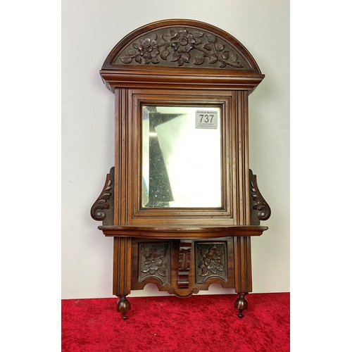 737 - Hall mirror with beautifully crafted wooden frame and shelf