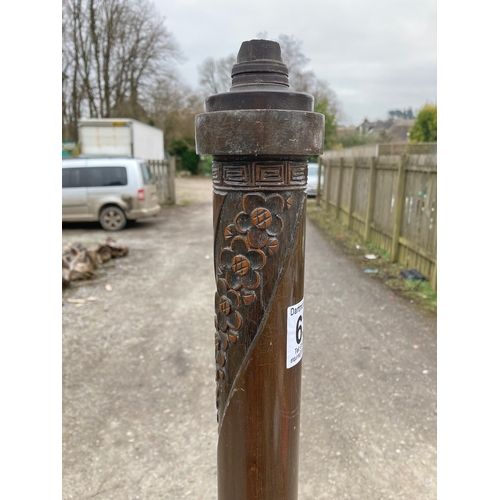 638 - A beautiful lamp stand with nice solid bottom and carvings 5ft 10