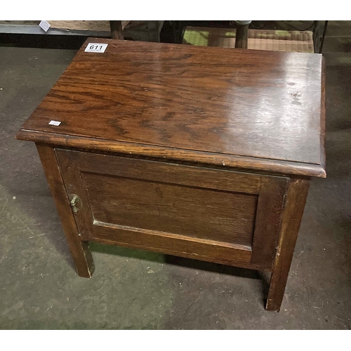 611 - A  nice dark oak style wooden  pot style style cupboard , single door to front and wider than usual ... 