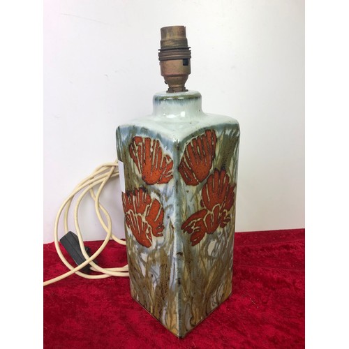 448A - Studio Pottery lamp base with floral design