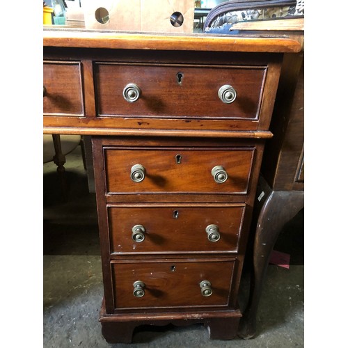 780 - Good quality antique desk with brass fittings, top requires restoration