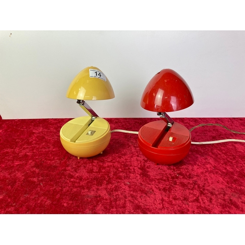 14 - An original pair of 1970's Kitty Swan egg oyster lamp by Umeda .