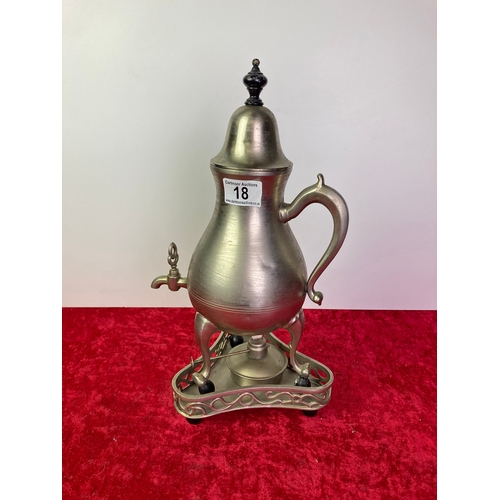 18 - A metal Dutch spirit kettle and stand.