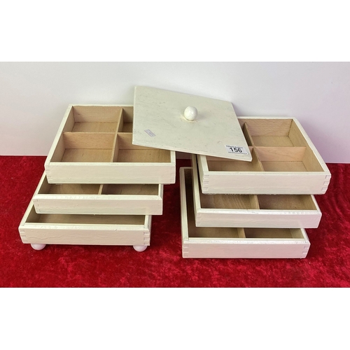 156 - Tall, white multi sectioned collectors or crafters box chest