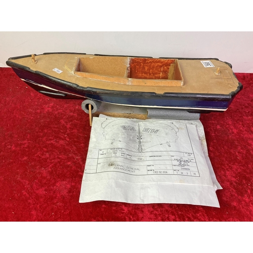 360 - Incomplete scale model of a lifeboat - including plans to complete (not to be confused with the musi... 