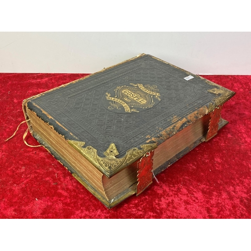 374 - A large example of a 19 century illustrated family bible , cover as found.